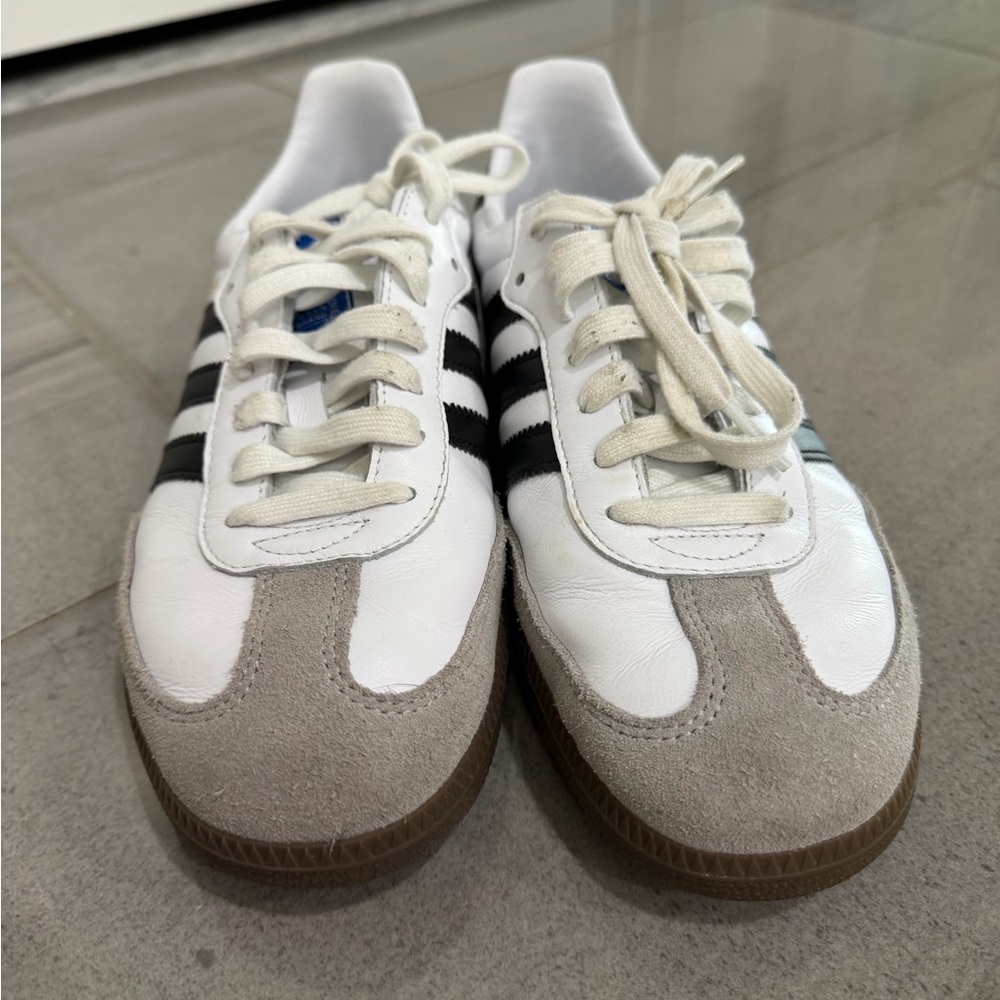 Adidas Men's White and Black Sneakers with Gray Accents